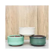 (店+)鐵沙盆/淺圓形鐵砂盆/彩釉盆/豆盆/彩釉鐵砂盆/多肉/花器/迷你盆/花盆/盆栽/盆器/釉盆/上釉盆