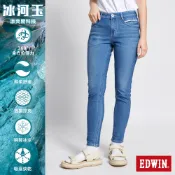 EDWIN 女款 迦績 EJ2冰河玉涼感小直筒牛仔褲(拔洗藍)