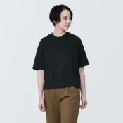 ㊣現貨快出㊣ MUJI無印良品 女棉混涼感寬版短袖T恤  (黑)