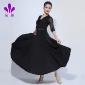 新款 舞蹈服 表演 朵俏摩登舞裙新款拉丁舞洋裝女華爾茲舞裙表演服大擺裙比賽服裝