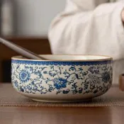 臺灣現貨復古青花瓷汝窯茶洗家用特大號高端陶瓷建水茶洗缸功夫茶海廢水缸
