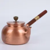全球選品1館 生活百貨 銅壺側把蘭花刻紋加厚鑄銅壺禮品茶具紫銅壺純手工銅壺燒水壺