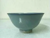 WH27334【四十八號老倉庫】全新 早期 台灣 古早味 藍釉 菊辦紋 飯碗 米糕碗 碗粿碗 原瑕 12.2cm 1碗價
