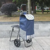 ⚡精選好貨⚡ 家用折疊購物車便攜買菜車手拉車爬樓老人小推車拉桿拖車帶凳可坐 新款🏆 18JA
