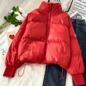 協貿國際日用品生活1館 紅色本命年羽絨棉服女短款年新款寬松面包服棉衣冬季外套