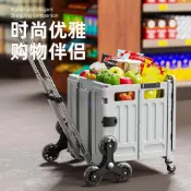 折疊購物收納車 可爬樓梯購物車 家庭菜籃車 購物車 買菜車 折疊拉車 手拉車 推車 折疊手推車 收納箱 收納籃 露營小車