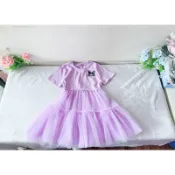 ～小女王精品～女童紫色純棉軟紗澎澎傘狀大裙擺洋裝