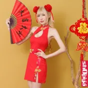 隔日到貨性感露背削肩高衩超短旗袍 尾牙表演中國風旗袍  大尺碼 筱雅衣舖【BT1190】