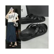 (店+)一字帶扣勃肯拖鞋休閑女鞋夏季日系韓版拖鞋女男防水防滑運動拖鞋增高涼拖鞋室內拖鞋輕量夾腳拖鞋透氣厚底拖鞋足弓耐磨護指涼鞋戶外洞洞鞋