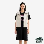 Roots女裝- ATHLEISURE 平織連帽背心-淺卡其