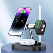 【TOTU】15W快充 四合一磁吸無線充電盤 手機/手錶/耳機/Pencil觸控筆充電 折疊式無線充電底座/充電器