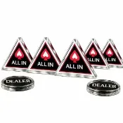 【poko】德州撲克 水晶壓克力 ALL IN 莊碼DEALER  7入組 桌遊 骰寶 撲克牌 籌碼配件 娛樂 益智遊戲