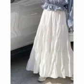 夏季復古時尚休閒 簡約百搭高腰蛋糕裙 大裙擺半身裙長裙女