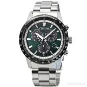 (店+)【CITIZEN 星辰】【柒號本舖】CITIZEN星辰ECO-DRIVE萬年曆光動能計時鋼帶錶-綠面 / BL5614-59W