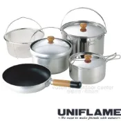 【日本 UNIFLAME】FAN5 DX不鏽鋼五件式鍋具組(4~5人).豪華家庭套鍋組.鍋具/U660232