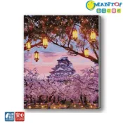 Manto數字油畫DIY【晶亮大阪城】台灣製-釘好內框套組 日本花海歐洲風景 成人減壓藝術 兒童啟蒙 店到店