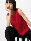 【UNIQLO】女裝 亞麻混紡上衣(無袖) 483890