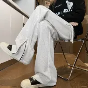 (店+)品質美式休閒褲腳拉鏈設計感百搭衛褲B315-K25804- 熱賣