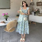 ANNE｜出清中｜580降249｜	渡假風碎花無袖洋裝【AD10281】長裙 裙 夏天洋裝 碎花洋裝 細肩帶洋裝 連身長