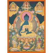 藥師佛唐卡 | 手繪青金石療癒藝術