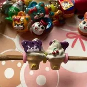 臺灣現貨童趣可愛OL香芋熊熊甜筒冰淇淋beads串珠時尚DIY手作百搭手鐲配件
