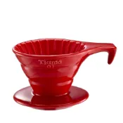 (店+)【Tiamo】V01長柄陶瓷咖啡濾杯組-紅色HG5533R