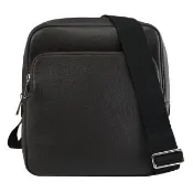 【BALLY】COSMY 簡約烙印LOGO素雅荔枝牛皮雙層記者包斜背包(深咖)