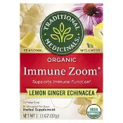 【iHerb】Traditional Medicinals, 有機機體抵抗加強紫羅蘭，檸檬姜紫錐菊，無咖啡萃取，16 獨立茶包，1.13 盎司（32 克）
