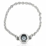 【Tiffany&Co. 蒂芙尼】台灣現貨-925純銀鑲海藍寶石鍊型戒指