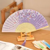 協貿國際日用品生活10館 古風折扇夏季中國風折疊舞蹈扇流蘇布面便攜古典女式漢服配飾扇子