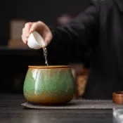 窑变茶渣缸家用陶瓷功夫茶配茶洗杯零配水茶水缸茶具废水桶