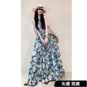 免運 新品2507 發佈 純棉小清新加長款及踝a字背心裙2025新款甜美元氣減齡大擺洋裝