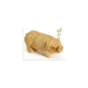(店+)木雕豬精美手把件2寸黃楊木雕生肖擺件生肖豬把玩風水小把件1入