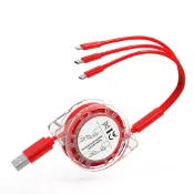 【科淩】充電線 三合一多功能伸縮蘋果安裝USB充電線 電源線數據線 型號-PT208