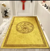 騰達百貨 快速出貨 福祿入戶門招財進寶地墊進門玄關客廳地毯金黃色發財門墊防滑腳墊