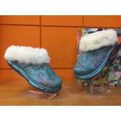 **Macanna**麥坎納專櫃~穆夏系列~藍滕紫荊~全新黃牛皮+澤西長毛兔~因努伊特人雪靴331940