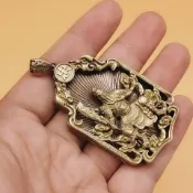 ⚡品質之選⚡復古黃銅忠義千秋關公吊牌子關聖帝君平安符純銅雕刻關公汽車掛件【0609】