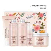 【NATURE REPUBLIC】玫瑰原萃保濕賦活保養禮盒(化妝水+保濕乳液+精華露+水潤面霜+潔顏泡泡)