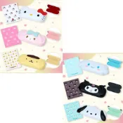 (店+)【SANRIO 三麗鷗】asdfkitty*三麗鷗 造型硬殼眼鏡盒-附眼鏡擦拭布-KITTY美樂蒂布丁狗大耳狗庫洛米帕恰狗-日本正版商品
