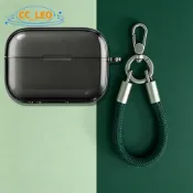 適用於 Anker Soundcore AeroClip Case 透明黑色軟殼帶金屬指環錶帶吊墜 Soundcore