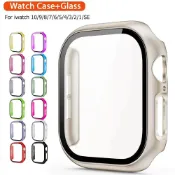 保險槓+屏幕保護膜玻璃+啞光保護套適用於 Apple Watch 46mm 45mm 41mm 44mm 40mm 38