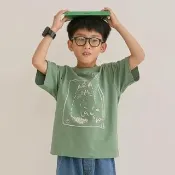 【a la sha】親子裝 畫框miao繡花童裝棉T