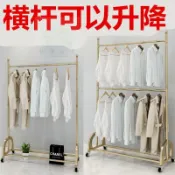 服飾店展示架雙層掛衣架 臥室落地晾衣龍門架 可移動帶輪婚紗掛架商場服裝陳列架 簡約輕奢落地掛衣桿家用衣物收納展示置物架