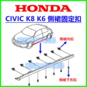 HONDA 本田 CIVIC 6代 K8 5代 K6 側裙固定扣 扣子 塑膠扣 卡扣 鈕釦 戶定飾板按扣 塑膠螺絲 側群