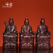 【可開發票】黑檀木雕三清祖師道祖神像實木道家元始天尊道德天尊靈寶天尊供奉