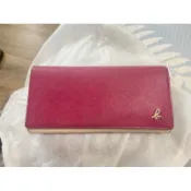 二手 Agnes b. 防刮牛皮撞色長夾 錢包