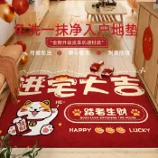 紅色入戶門地墊免洗可擦pvc墊5年新可裁剪腳墊進門玄關地毯 UM有米家居