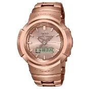 【CASIO 卡西歐】G-SHOCK 全金屬 六局電波接收 多功能雙顯腕錶 錶 手錶 送禮 (AWM-500GD-4A)