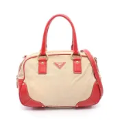 【DOKODEMO】【二手】Prada PRADA 手提包 2WAY BL0713 米色/RED帆布皮革雙肩包 女士二手 B