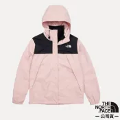 【北臉 The North Face】女 拼接防水透氣連帽三合一外套 夾克 風雨衣 內件刷毛內裏 粉黑 7QW6